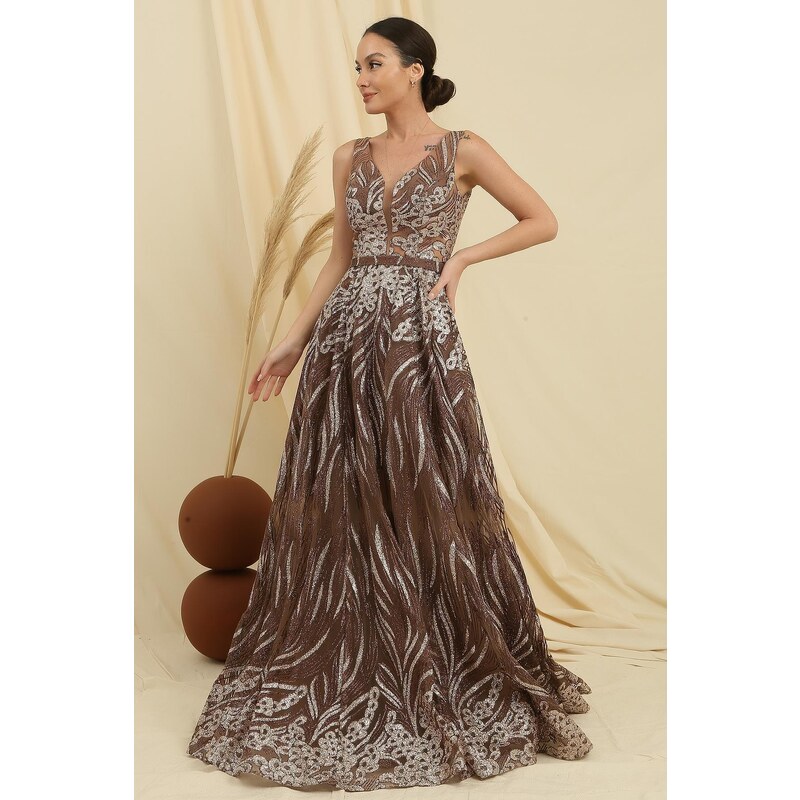 By Saygı Silvery Ghost Tulle Princess Evening Dress