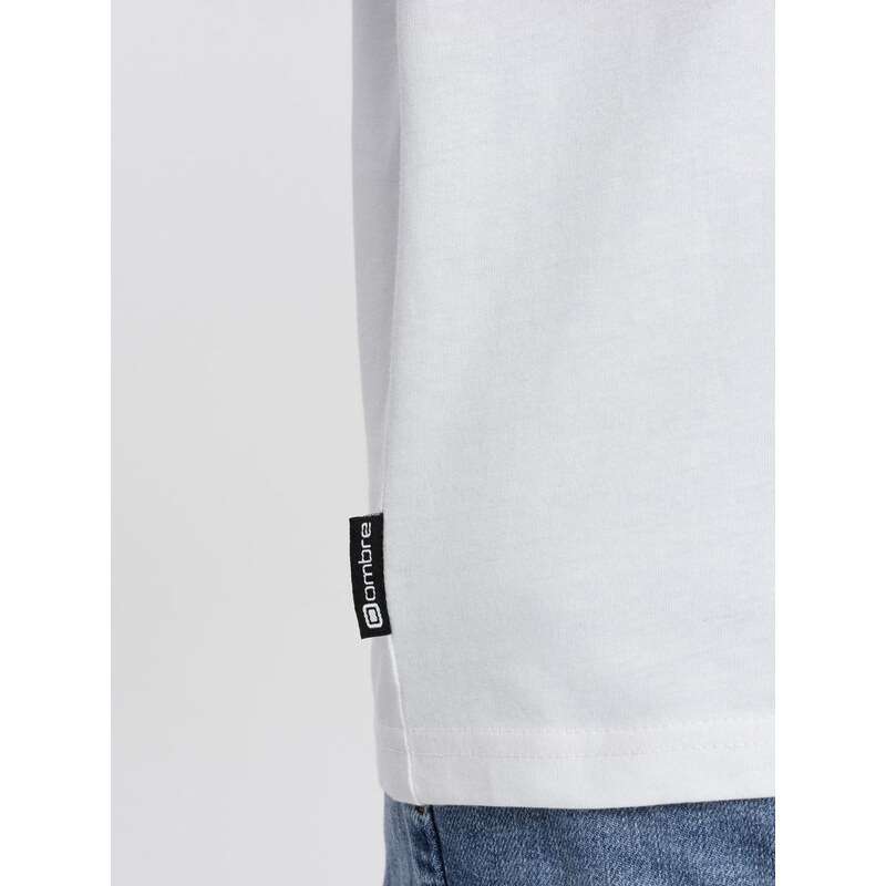 Ombre Clothing Jedinečné bílé tričko s originálním potiskem V1 TSPT-0159