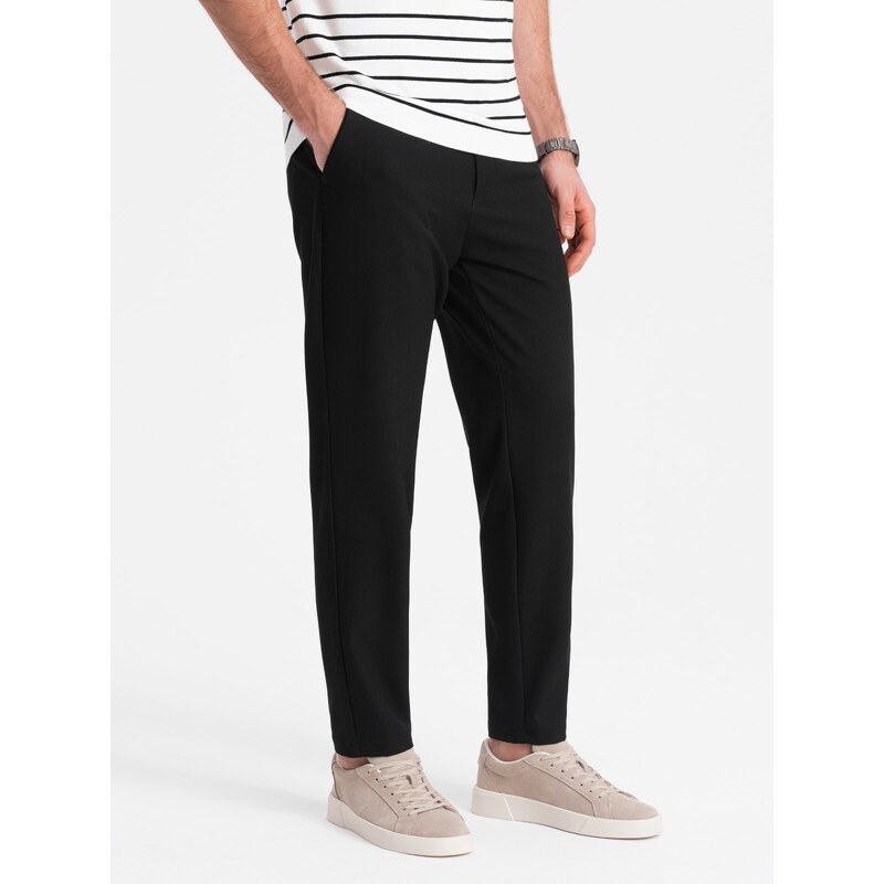 Ombre Clothing Pánské chino kalhoty s elastickým pasem SLIM FIT - černé V3 OM-PACP-0158