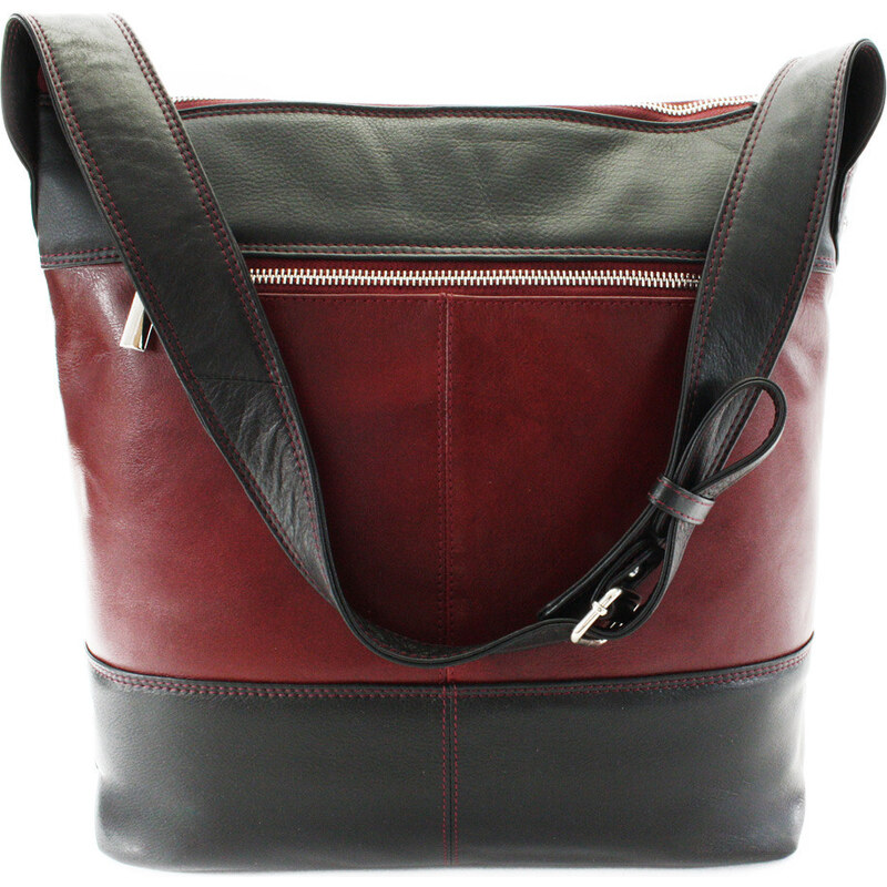 Červenočerná dámská moderní kožená kabelka Irriel