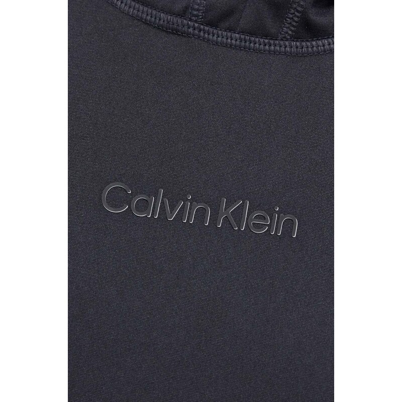 Mikina Calvin Klein Performance pánská, černá barva, s kapucí, s potiskem