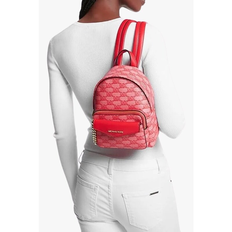 Michael Kors MAISIE XS 2in1 backpack logo jacquard dark sangria dámský batoh