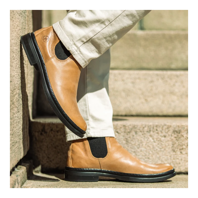 Vasky Chelsea Caramel Dámské kožené chelsea boty světle