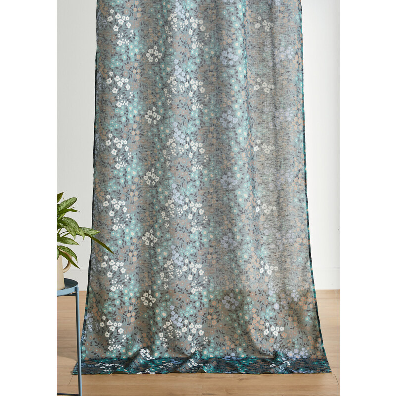 bonprix Závěs s recyklovaným polyesterem a květovým vzorem (1 ks) Zelená