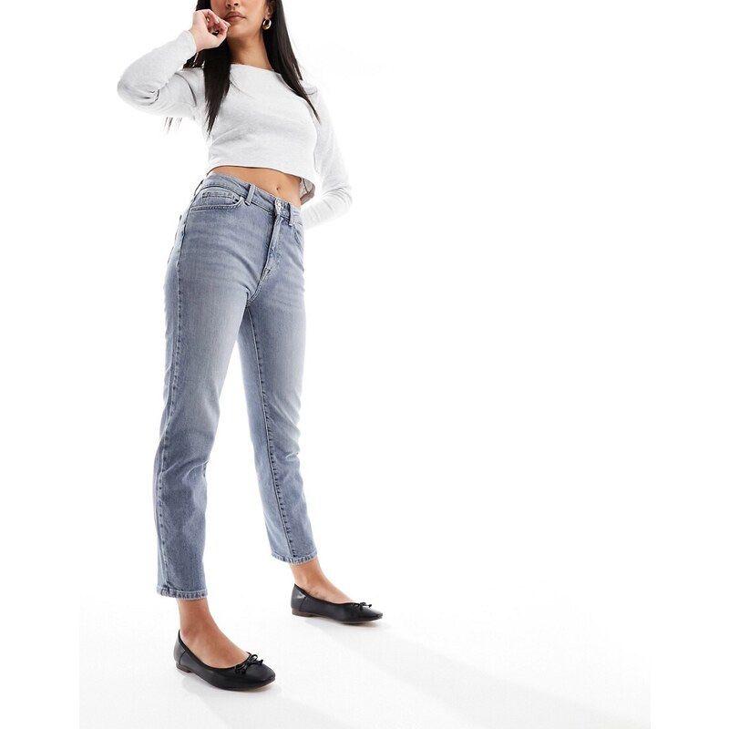 ONLY Emily high wasited straight leg jean with stretch in grey