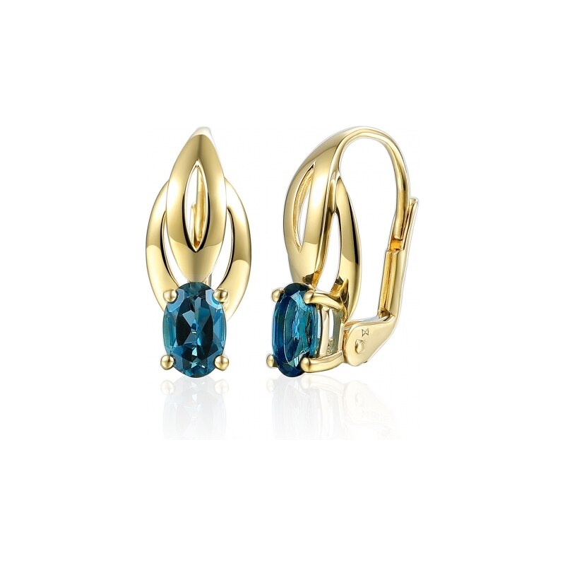 Gems, Visací náušnice Athena, žluté zlato a London blue topazy, 585-38 107881085