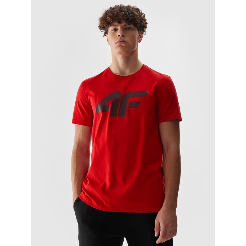 4F Pánské tričko regular s potiskem - červené