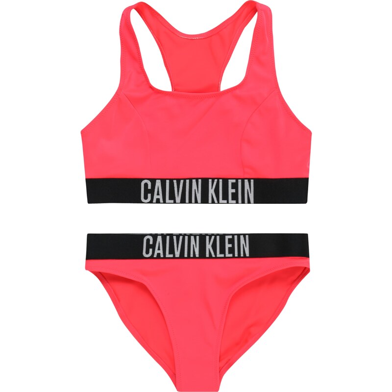 Calvin Klein Swimwear Bikiny šedá / světle červená / černá