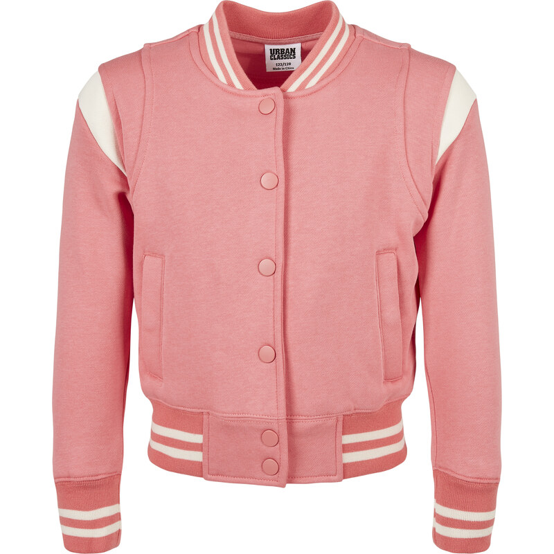 Urban Classics Kids Dívčí inset College Sweat Jacket palepink/whitesand