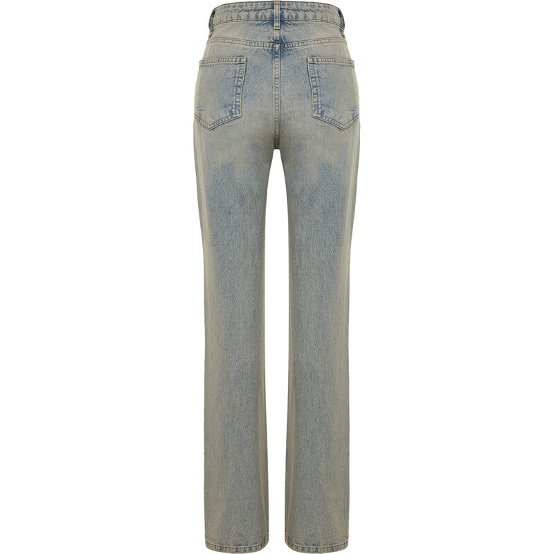 Trendyol Blue Pale Eekt Vintage džíny s nízkým pasem a širokými nohavicemi
