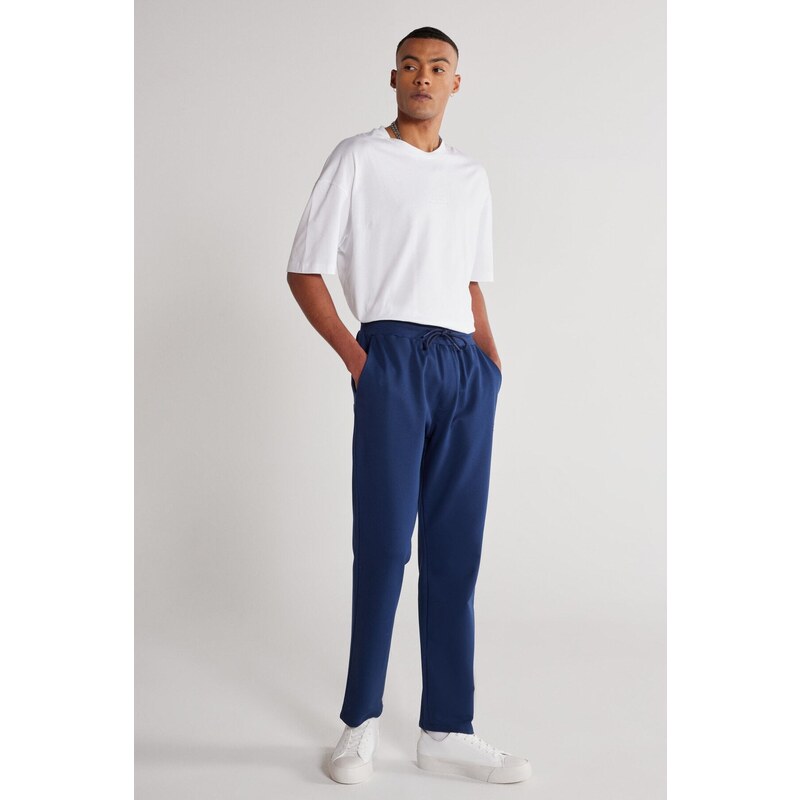 AC&Co / Altınyıldız Classics Unisex Indigo Standard Fit Normal Cut, Flexible Cotton Sweatpants with Pockets.