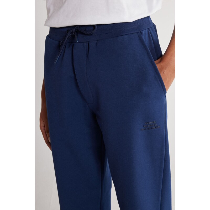 AC&Co / Altınyıldız Classics Unisex Indigo Standard Fit Normal Cut, Flexible Cotton Sweatpants with Pockets.