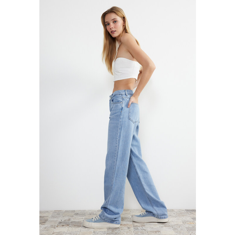 Trendyol Blue Low Waist Wide Leg Jeans