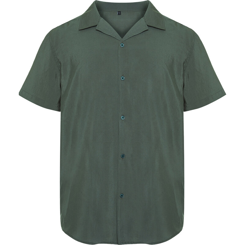 Trendyol Khaki Regular Fit Wide Collar Modal Blended Shirt