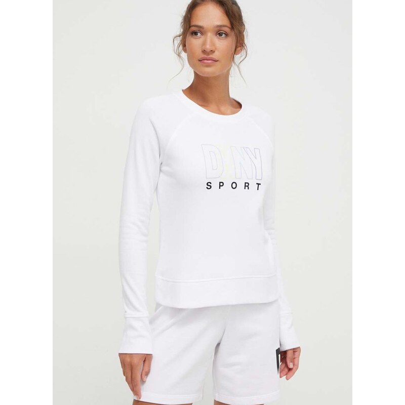 Mikina Dkny dámská, bílá barva, s potiskem, DP3T8815