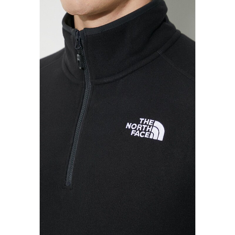 Fleecová mikina The North Face M 100 Glacier 1/4 Zip černá barva, s aplikací, NF0A855WJK31