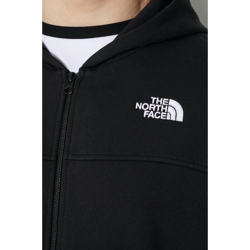 Mikina The North Face M Essential Fz Hoodie pánská, černá barva, s kapucí, s aplikací, NF0A87FBJK31