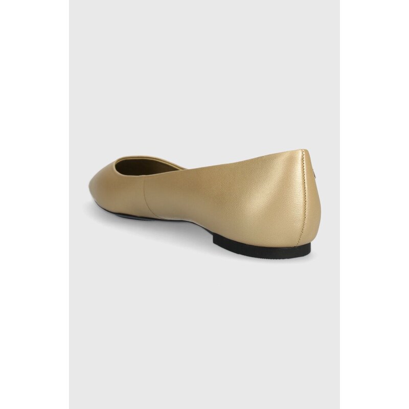 Kožené baleríny Tommy Hilfiger GOLD POINTED BALLERINA zlatá barva, FW0FW07883