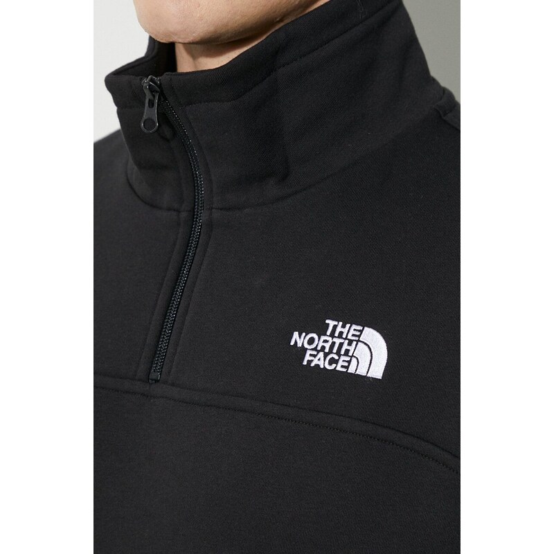 Mikina The North Face M Essential Qz Crew pánská, černá barva, s aplikací, NF0A87FCJK31