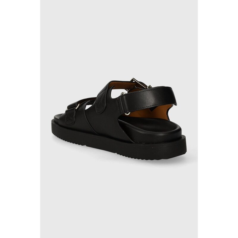 Kožené sandály Tommy Hilfiger TH HARDWARE LTHR SPORTY SANDAL dámské, černá barva, FW0FW07736