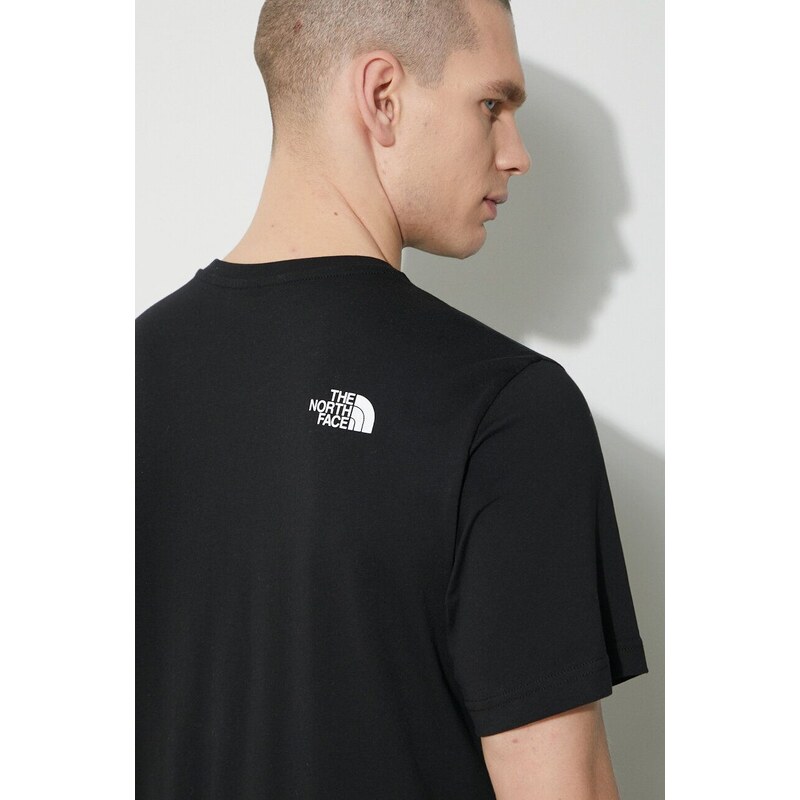 Bavlněné tričko The North Face M S/S Easy Tee černá barva, s potiskem, NF0A87N5JK31