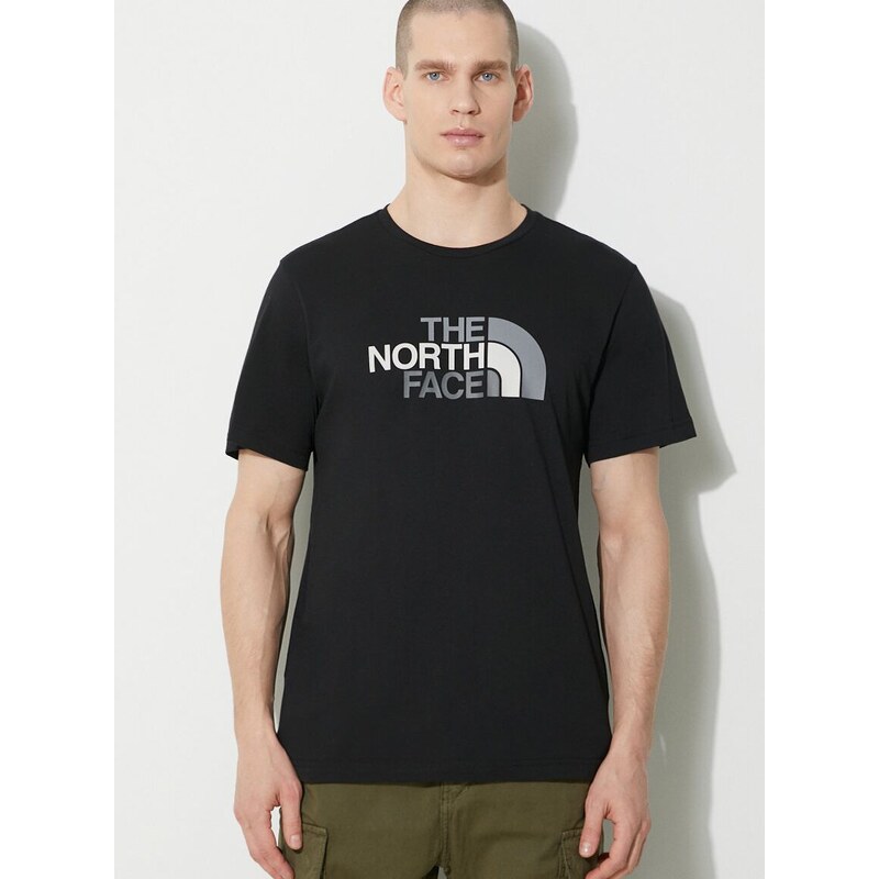 Bavlněné tričko The North Face M S/S Easy Tee černá barva, s potiskem, NF0A87N5JK31