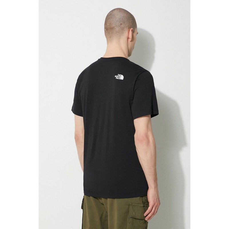 Bavlněné tričko The North Face M S/S Easy Tee černá barva, s potiskem, NF0A87N5JK31