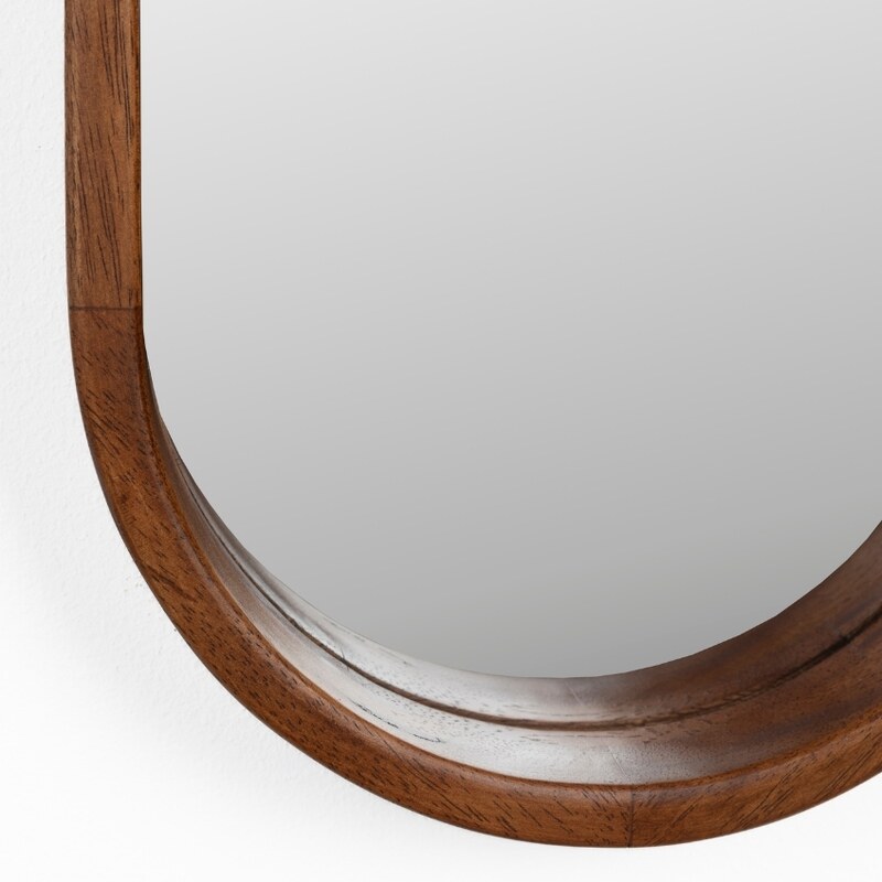 White Label Hnědé dřevěné závěsné zrcadlo WLL NYKO 120 x 24 cm