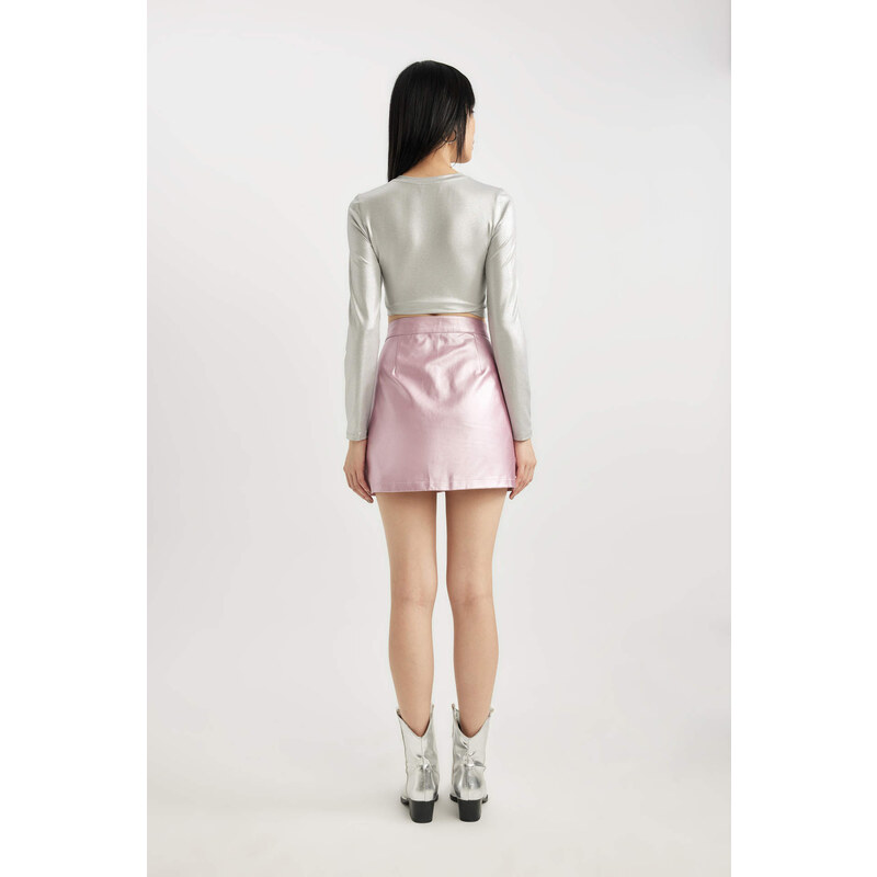 DEFACTO A Cut Gabardine Mini Skirt