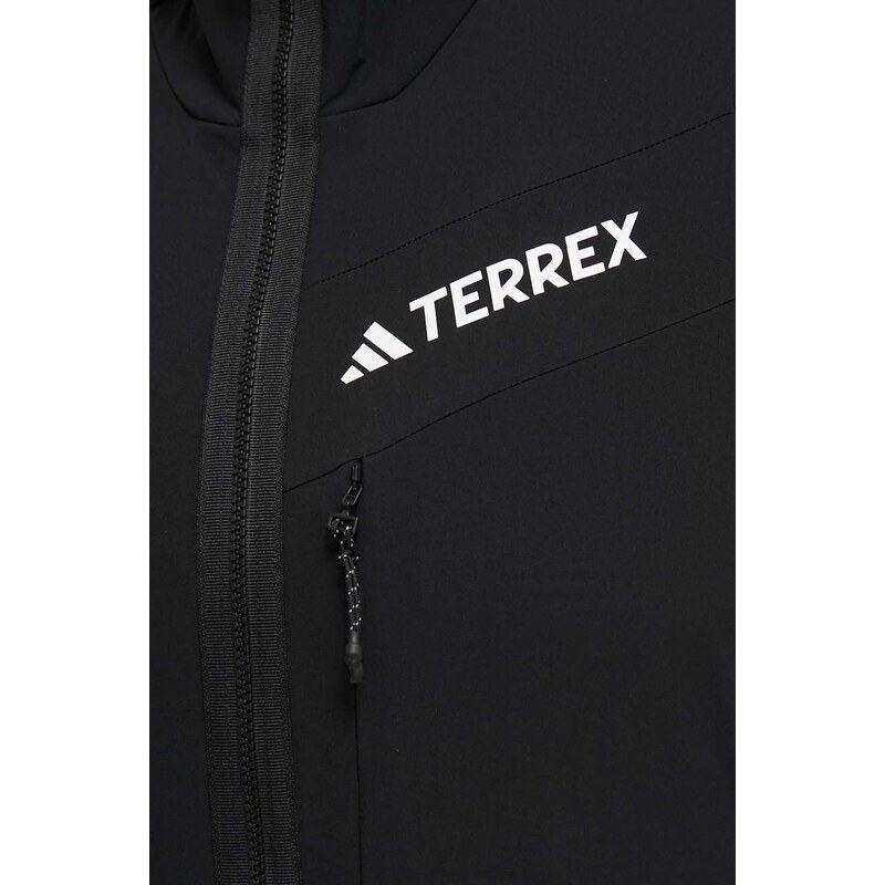 Sportovní mikina adidas TERREX Techrock černá barva, s kapucí, IB1856