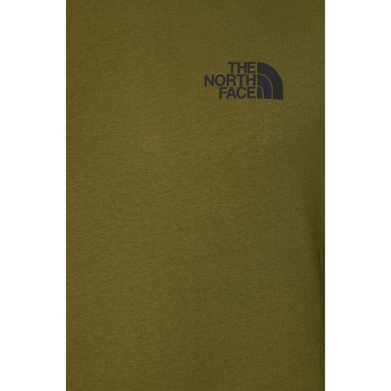 Tričko s dlouhým rukávem The North Face M L/S Simple Dome Tee zelená barva, s potiskem, NF0A87QNPIB1