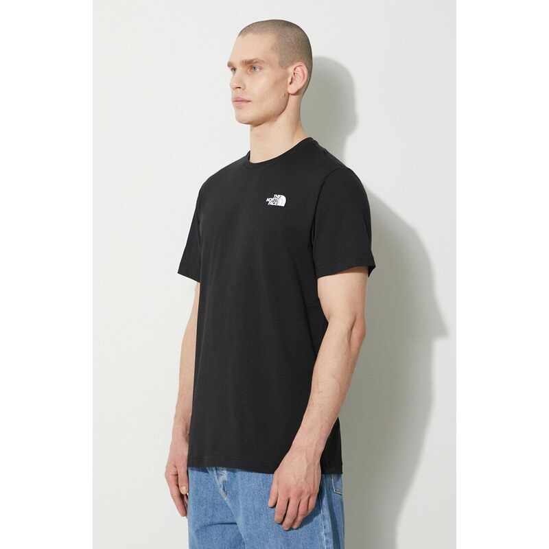 Bavlněné tričko The North Face M S/S Redbox Tee černá barva, s potiskem, NF0A87NPJK31
