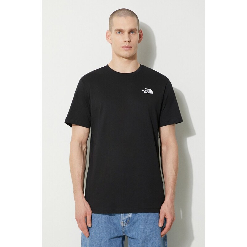 Bavlněné tričko The North Face M S/S Redbox Tee černá barva, s potiskem, NF0A87NPJK31