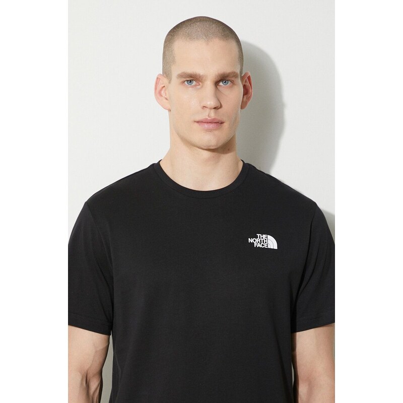 Bavlněné tričko The North Face M S/S Redbox Tee černá barva, s potiskem, NF0A87NPJK31