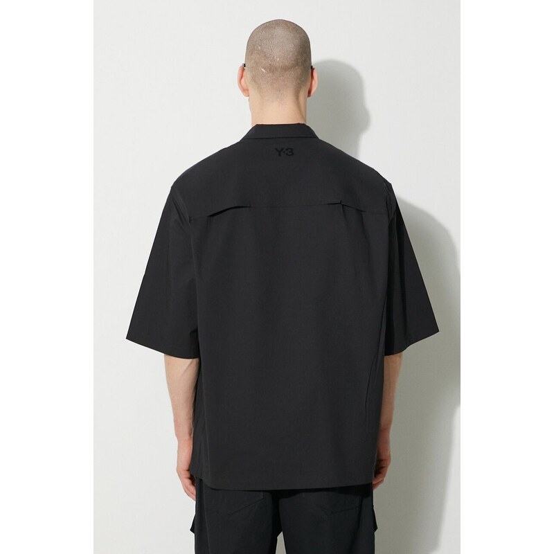 Košile Y-3 Short Sleeve Pocket Shirt pánská, černá barva, relaxed, s klasickým límcem, IV5657