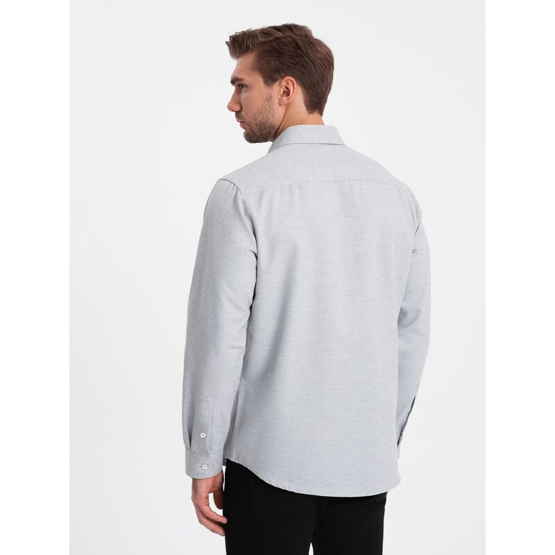 Ombre Clothing Ležérní jasně šedá košile s kapsou V2 SHCS-0148