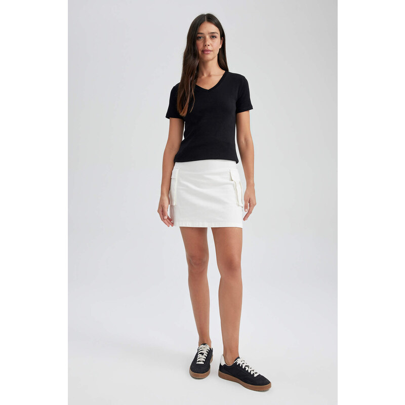 DEFACTO A Cut Wowen Fabrics Normal Waist Mini Skirt