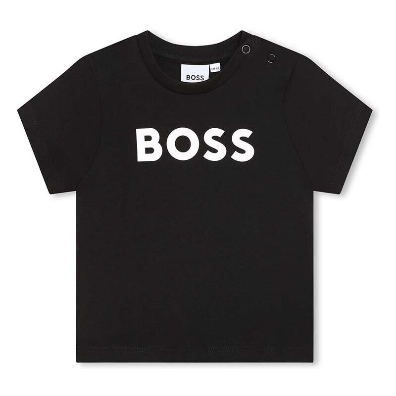 Dětské bavlněné tričko BOSS černá barva, s potiskem