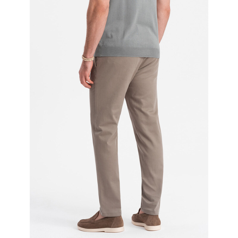 Ombre Men's classic cut chino pants with soft texture - ash