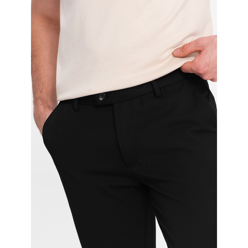 Ombre Clothing Pánské elegantní chino kalhoty SLIM FIT - černé V4 OM-PACP-0191