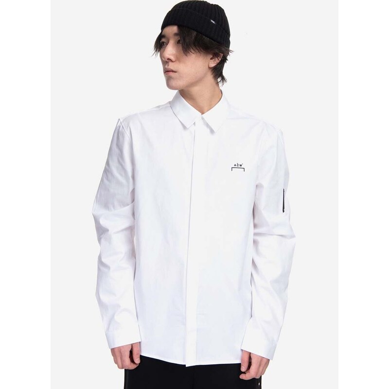 Košile A-COLD-WALL* Pawson Shirt ACWMSH078 WHITE bílá barva, regular, s klasickým límcem