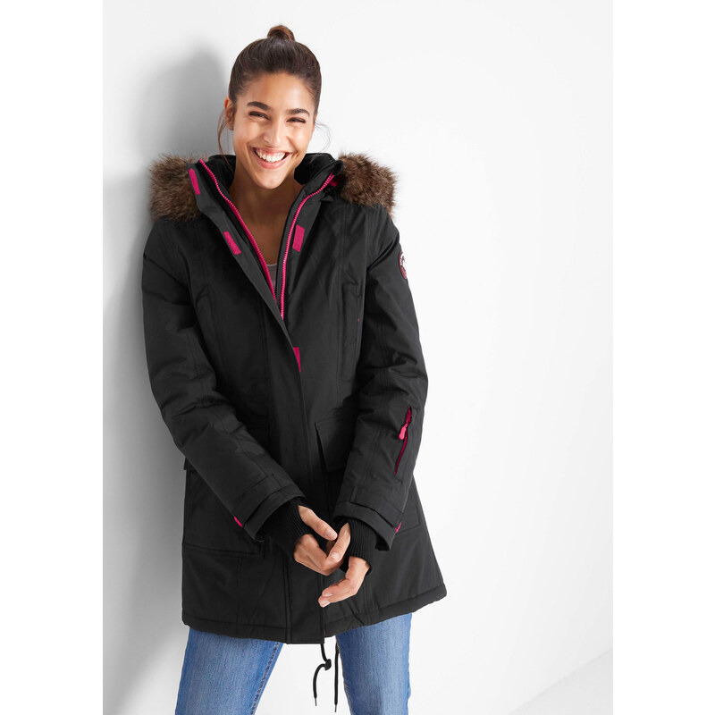 bonprix Funkční outdoorová parka s vatováním, nepromokavá černá Žena 42675043