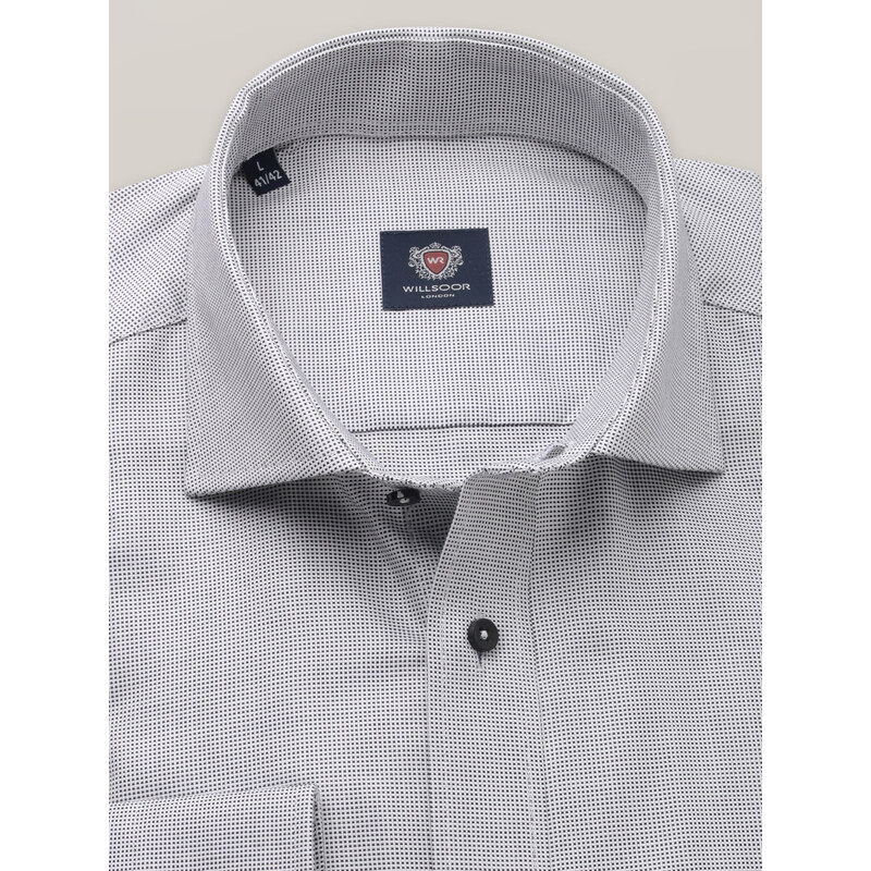 Willsoor Pánská klasická košile světle šedá s drobnou kostičkou 16255
