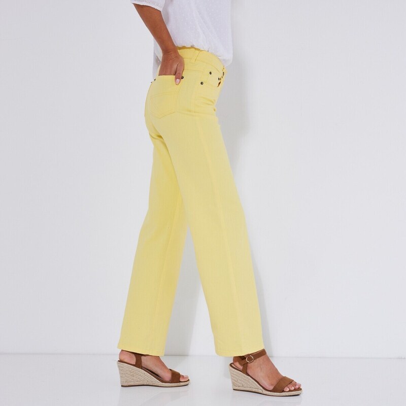 Blancheporte Široké strečové kalhoty, malá postava žlutá 36