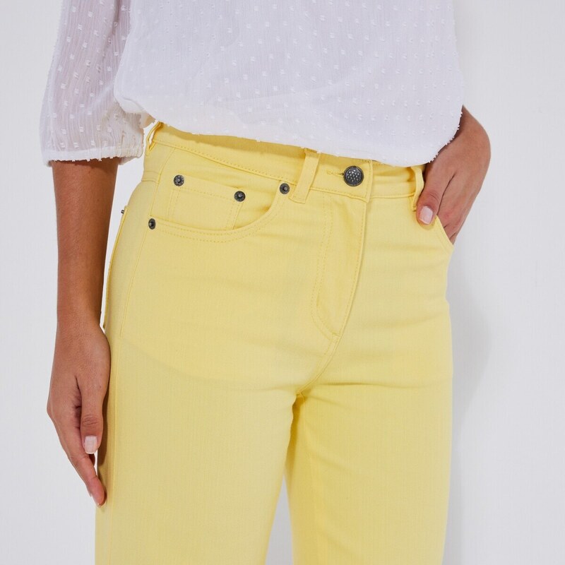 Blancheporte Široké strečové kalhoty, malá postava žlutá 36