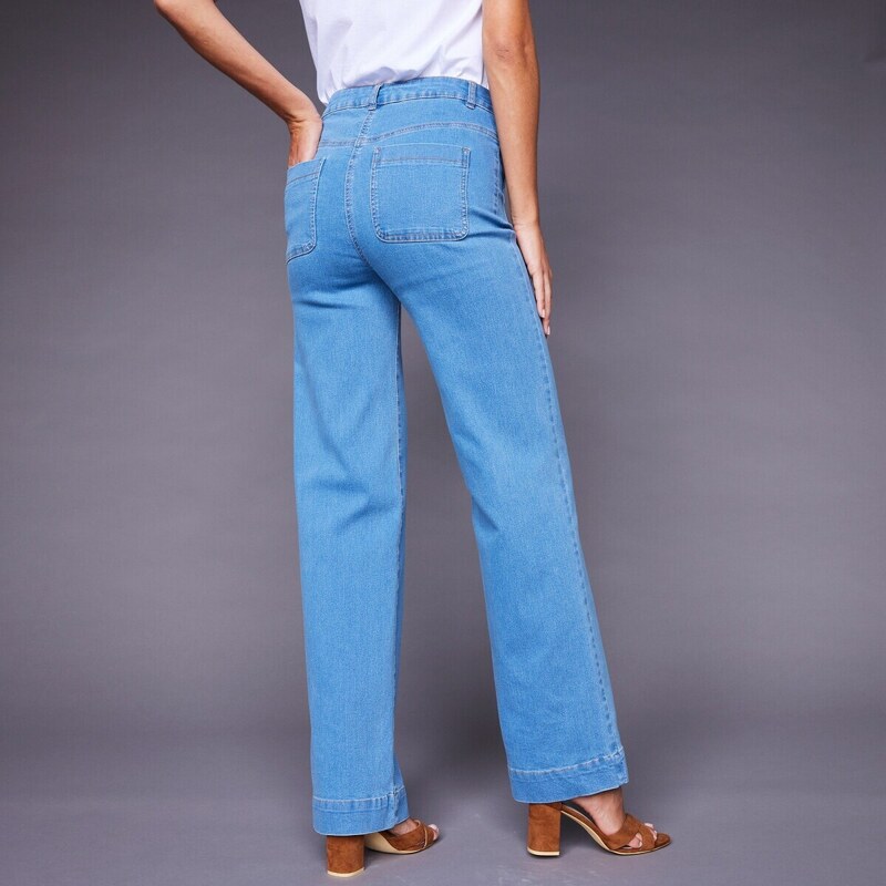 Blancheporte Široké džíny, vysoký pas sepraná modrá 36