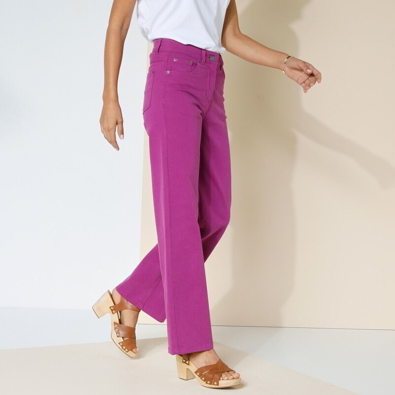 Blancheporte Široká strečové kalhoty, vysoká postava purpurová 36