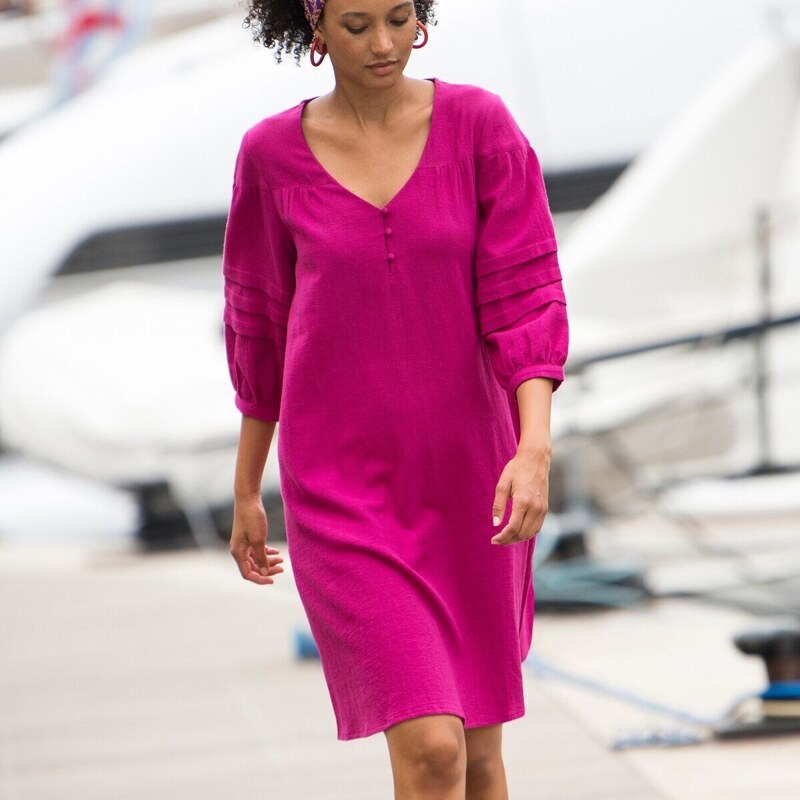Blancheporte Jednobarevné rovné šaty purpurová 36