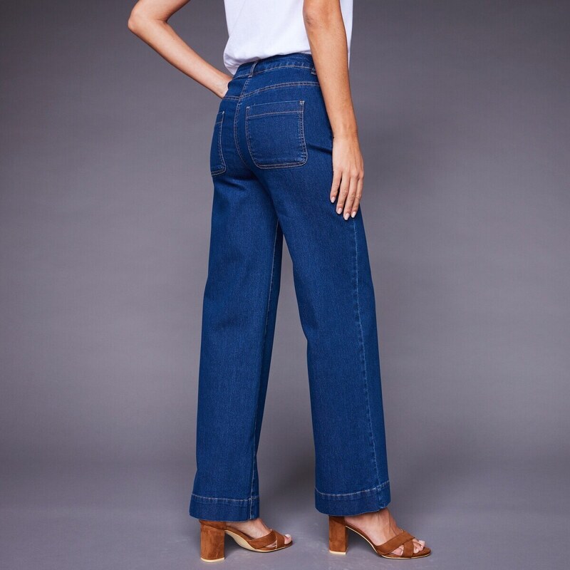 Blancheporte Široké džíny s vysokým pasem, vysoká postava modrá 40