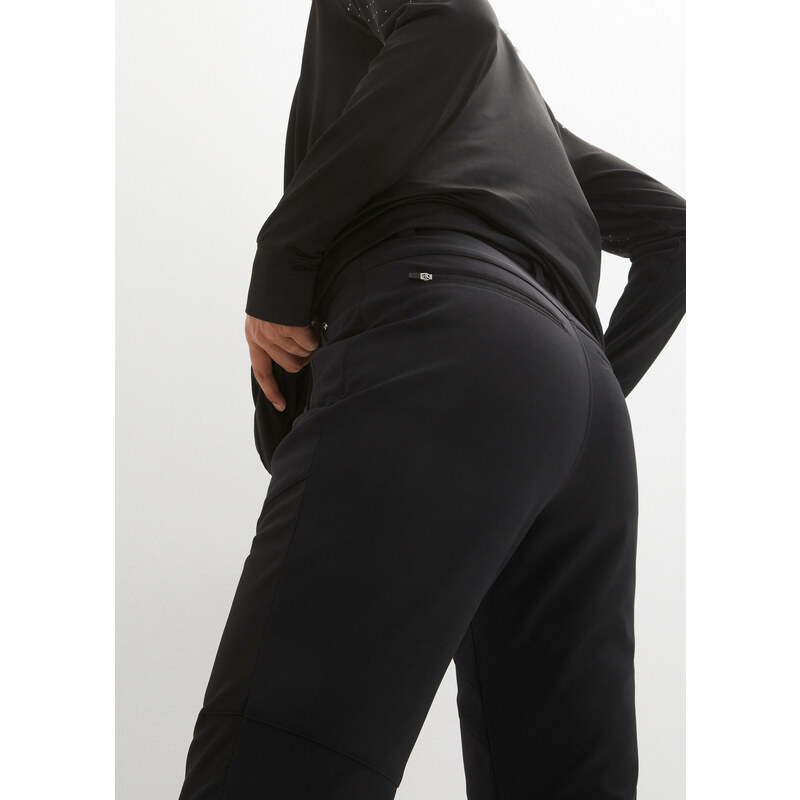 bonprix Softshellové outdoorové kalhoty s podílem streče, rovné Černá